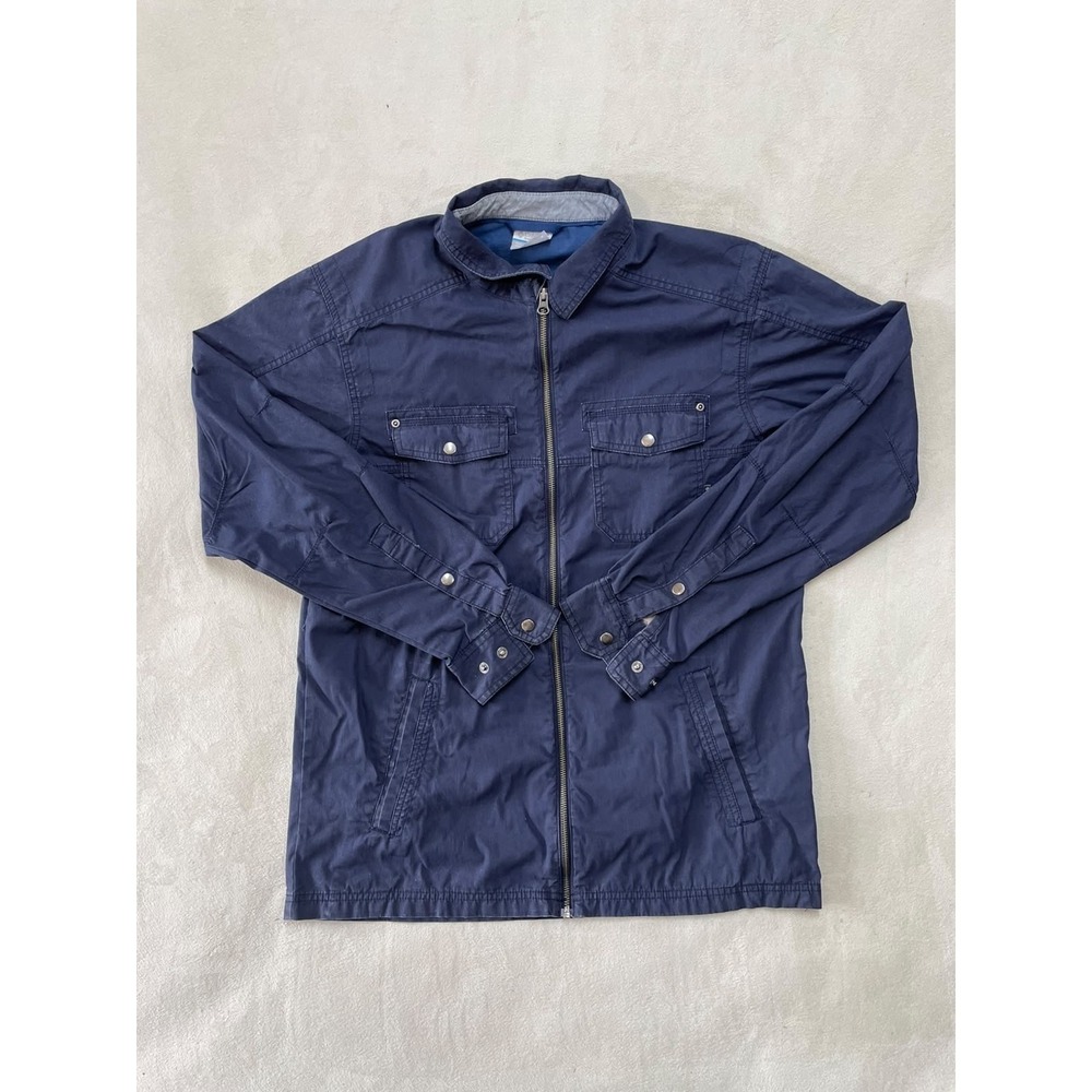 Columbia Mens Navy Blue Full Zip Utility Jacket Cotton Nylon Size Medium